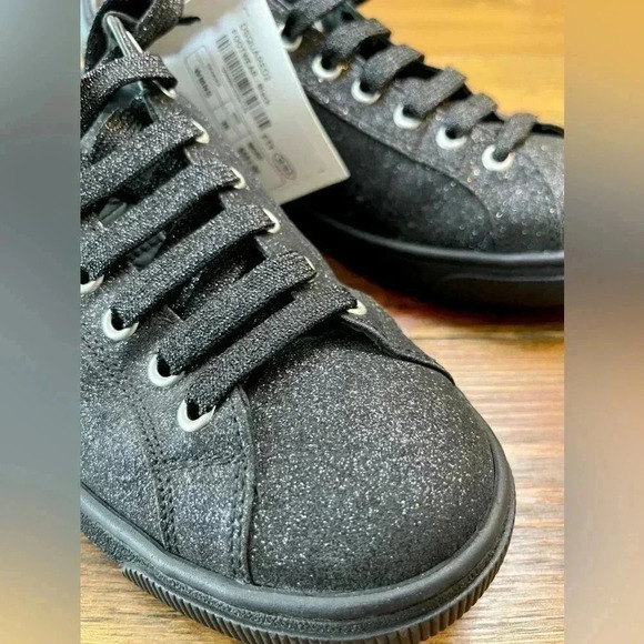 Dsquared2 | Black Glitter and Leather | Low Top Sneakers | Women’s 7.5 - Picture 3 of 7